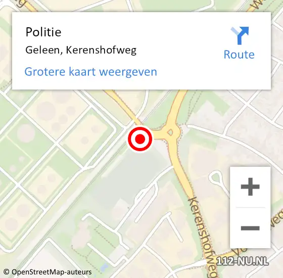 Locatie op kaart van de 112 melding: Politie Geleen, Kerenshofweg op 4 augustus 2024 14:33