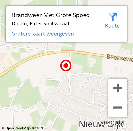 Locatie op kaart van de 112 melding: Brandweer Met Grote Spoed Naar Didam, Pater Smitsstraat op 4 augustus 2024 14:39