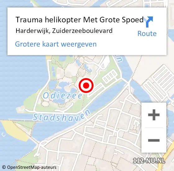 Locatie op kaart van de 112 melding: Trauma helikopter Met Grote Spoed Naar Harderwijk, Zuiderzeeboulevard op 4 augustus 2024 15:04