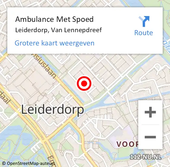 Locatie op kaart van de 112 melding: Ambulance Met Spoed Naar Leiderdorp, Van Lennepdreef op 4 augustus 2024 15:29