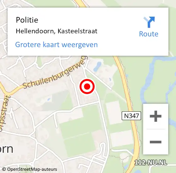 Locatie op kaart van de 112 melding: Politie Hellendoorn, Kasteelstraat op 4 augustus 2024 15:35