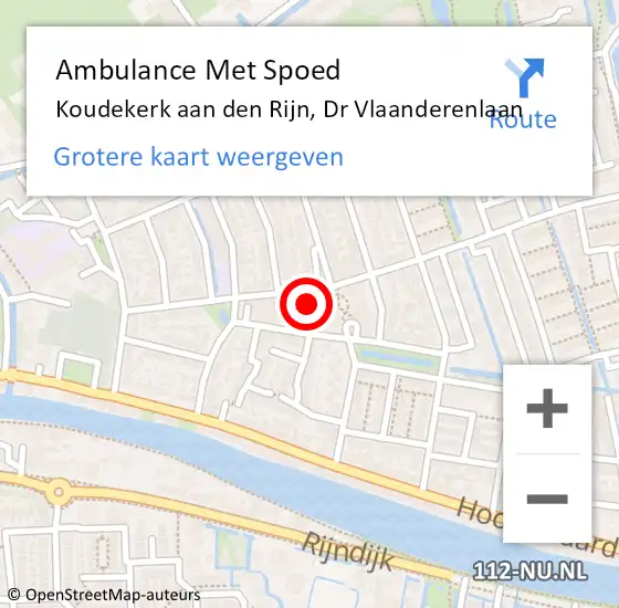 Locatie op kaart van de 112 melding: Ambulance Met Spoed Naar Koudekerk aan den Rijn, Dr Vlaanderenlaan op 4 augustus 2024 15:42