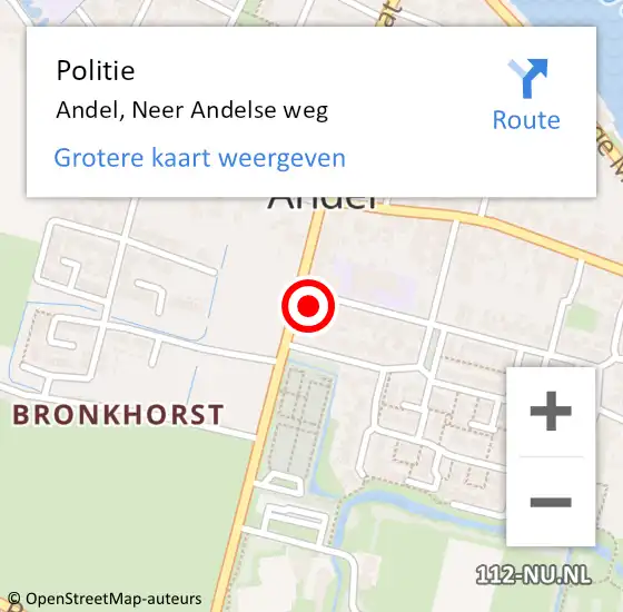 Locatie op kaart van de 112 melding: Politie Andel, Neer Andelse weg op 4 augustus 2024 15:43