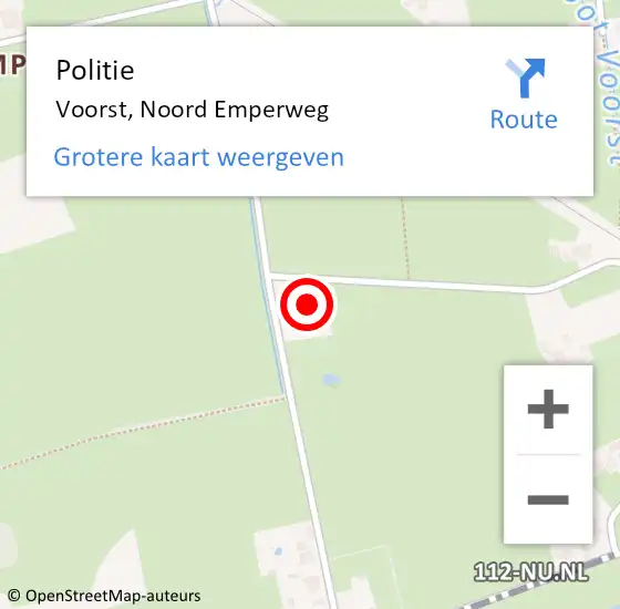 Locatie op kaart van de 112 melding: Politie Voorst, Noord Emperweg op 4 augustus 2024 15:54