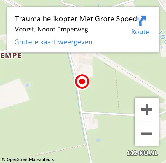 Locatie op kaart van de 112 melding: Trauma helikopter Met Grote Spoed Naar Voorst, Noord Emperweg op 4 augustus 2024 15:57