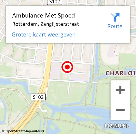 Locatie op kaart van de 112 melding: Ambulance Met Spoed Naar Rotterdam, Zanglijsterstraat op 4 augustus 2024 15:59