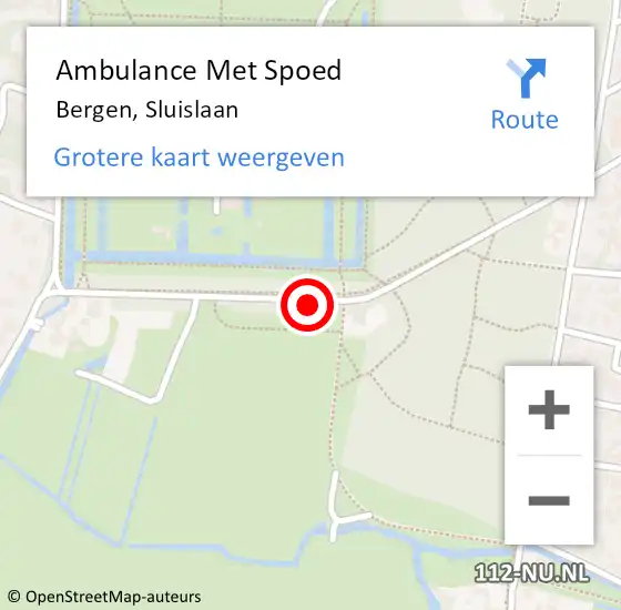 Locatie op kaart van de 112 melding: Ambulance Met Spoed Naar Bergen, Sluislaan op 4 augustus 2024 16:01