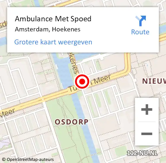 Locatie op kaart van de 112 melding: Ambulance Met Spoed Naar Amsterdam, Hoekenes op 4 augustus 2024 16:24