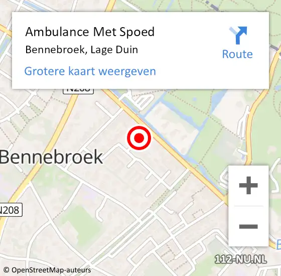 Locatie op kaart van de 112 melding: Ambulance Met Spoed Naar Bennebroek, Lage Duin op 4 augustus 2024 16:33