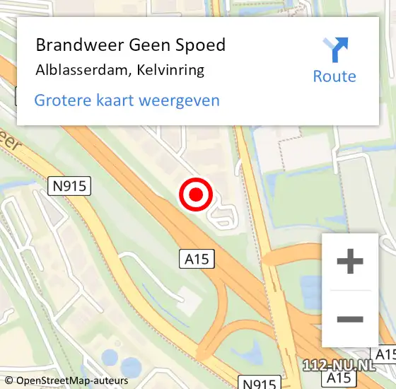 Locatie op kaart van de 112 melding: Brandweer Geen Spoed Naar Alblasserdam, Kelvinring op 4 augustus 2024 16:47