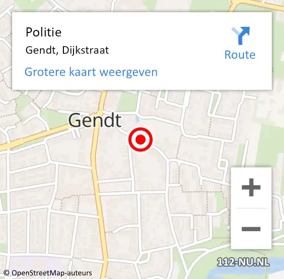 Locatie op kaart van de 112 melding: Politie Gendt, Dijkstraat op 4 augustus 2024 17:00