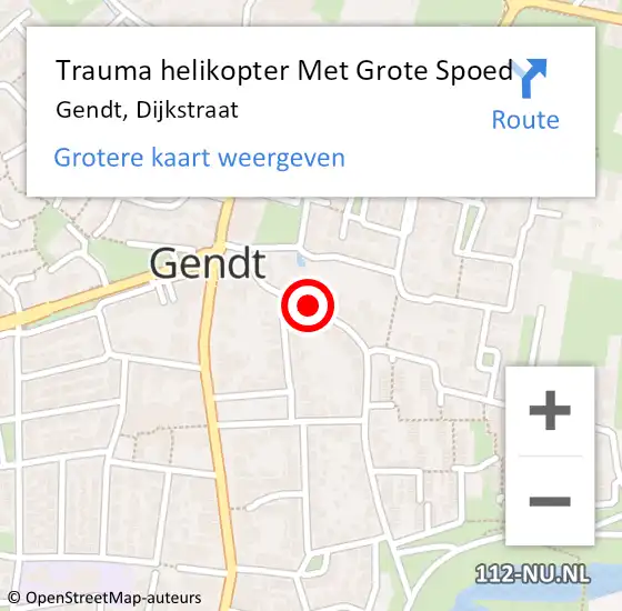 Locatie op kaart van de 112 melding: Trauma helikopter Met Grote Spoed Naar Gendt, Dijkstraat op 4 augustus 2024 17:04
