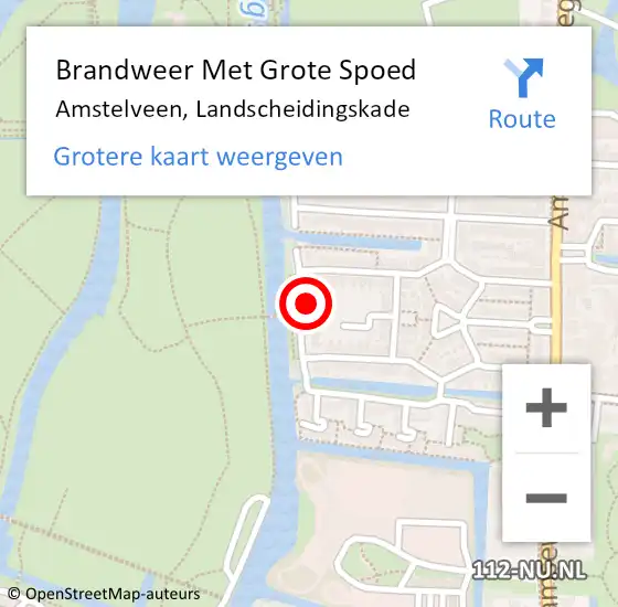 Locatie op kaart van de 112 melding: Brandweer Met Grote Spoed Naar Amstelveen, Landscheidingskade op 4 augustus 2024 17:11