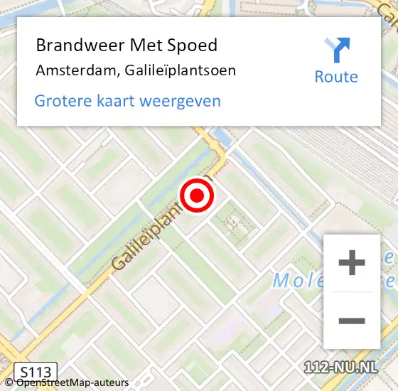 Locatie op kaart van de 112 melding: Brandweer Met Spoed Naar Amsterdam, Galileïplantsoen op 4 augustus 2024 17:13