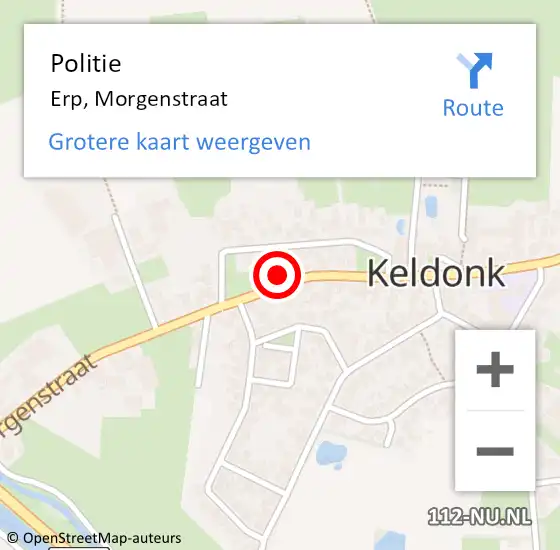 Locatie op kaart van de 112 melding: Politie Erp, Morgenstraat op 4 augustus 2024 17:24