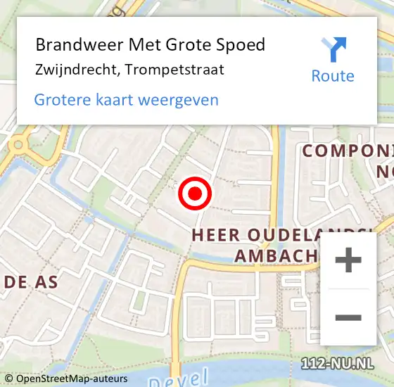 Locatie op kaart van de 112 melding: Brandweer Met Grote Spoed Naar Zwijndrecht, Trompetstraat op 4 augustus 2024 17:35