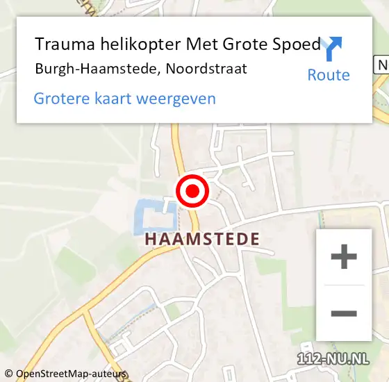 Locatie op kaart van de 112 melding: Trauma helikopter Met Grote Spoed Naar Burgh-Haamstede, Noordstraat op 4 augustus 2024 17:43