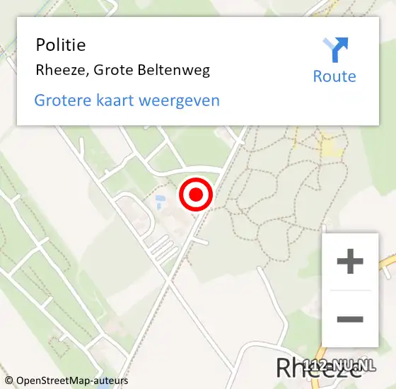 Locatie op kaart van de 112 melding: Politie Rheeze, Grote Beltenweg op 4 augustus 2024 17:43