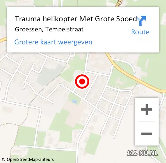 Locatie op kaart van de 112 melding: Trauma helikopter Met Grote Spoed Naar Groessen, Tempelstraat op 4 augustus 2024 17:53
