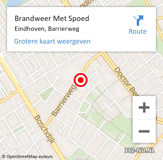 Locatie op kaart van de 112 melding: Brandweer Met Spoed Naar Eindhoven, Barrierweg op 4 augustus 2024 18:24