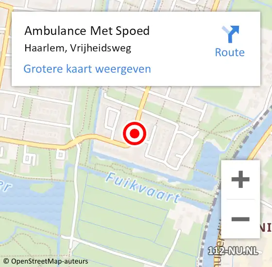 Locatie op kaart van de 112 melding: Ambulance Met Spoed Naar Haarlem, Vrijheidsweg op 4 augustus 2024 18:24