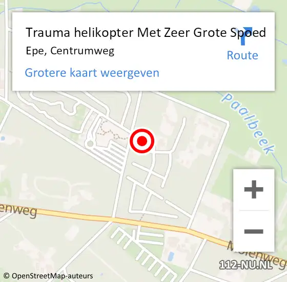 Locatie op kaart van de 112 melding: Trauma helikopter Met Zeer Grote Spoed Naar Epe, Centrumweg op 4 augustus 2024 18:26