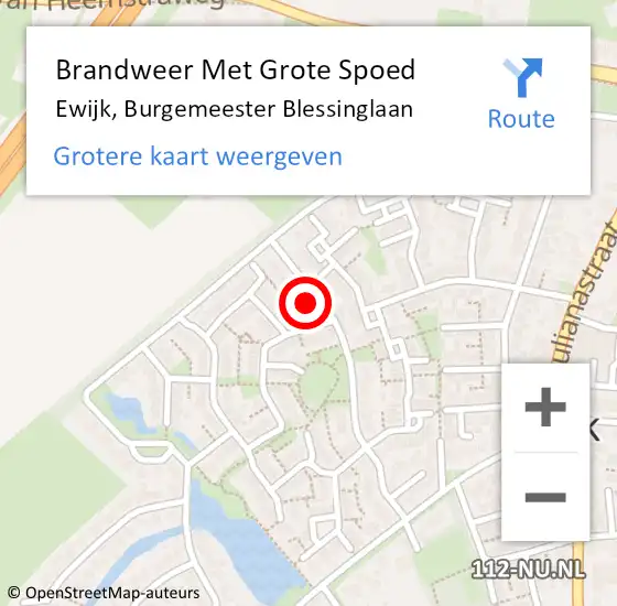 Locatie op kaart van de 112 melding: Brandweer Met Grote Spoed Naar Ewijk, Burgemeester Blessinglaan op 4 augustus 2024 18:29