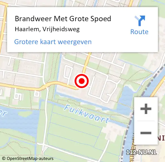 Locatie op kaart van de 112 melding: Brandweer Met Grote Spoed Naar Haarlem, Vrijheidsweg op 4 augustus 2024 18:38