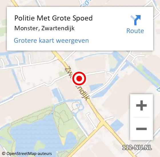 Locatie op kaart van de 112 melding: Politie Met Grote Spoed Naar Monster, Zwartendijk op 4 augustus 2024 18:44