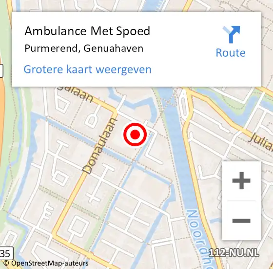 Locatie op kaart van de 112 melding: Ambulance Met Spoed Naar Purmerend, Genuahaven op 4 augustus 2024 19:02