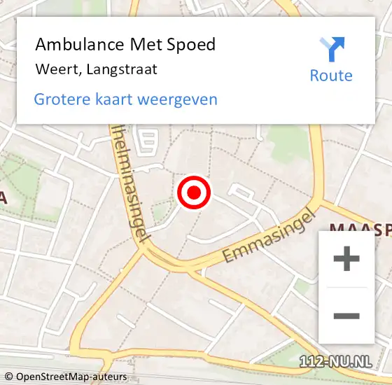 Locatie op kaart van de 112 melding: Ambulance Met Spoed Naar Weert, Langstraat op 4 augustus 2024 19:13