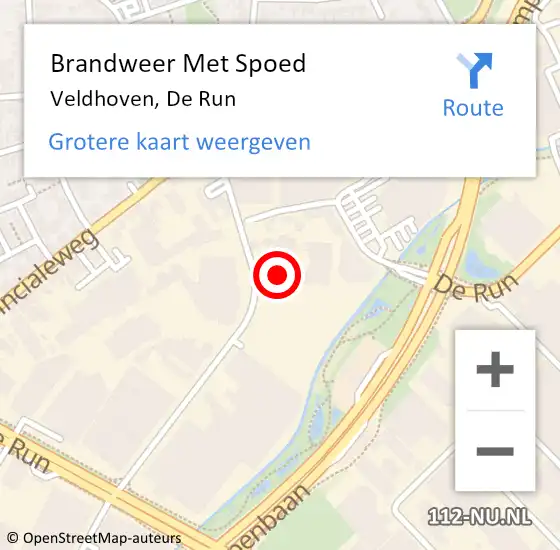 Locatie op kaart van de 112 melding: Brandweer Met Spoed Naar Veldhoven, De Run op 4 augustus 2024 19:38