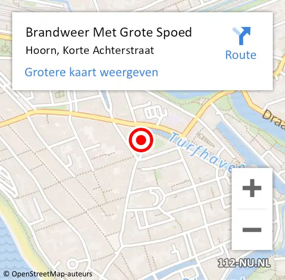 Locatie op kaart van de 112 melding: Brandweer Met Grote Spoed Naar Hoorn, Korte Achterstraat op 4 augustus 2024 19:44