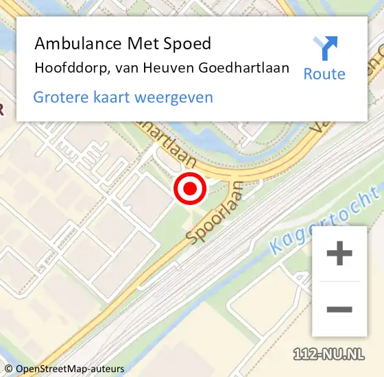 Locatie op kaart van de 112 melding: Ambulance Met Spoed Naar Hoofddorp, van Heuven Goedhartlaan op 4 augustus 2024 19:57