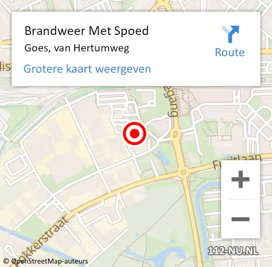 Locatie op kaart van de 112 melding: Brandweer Met Spoed Naar Goes, van Hertumweg op 4 augustus 2024 20:30