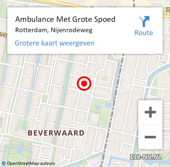 Locatie op kaart van de 112 melding: Ambulance Met Grote Spoed Naar Rotterdam, Nijenrodeweg op 4 augustus 2024 20:30