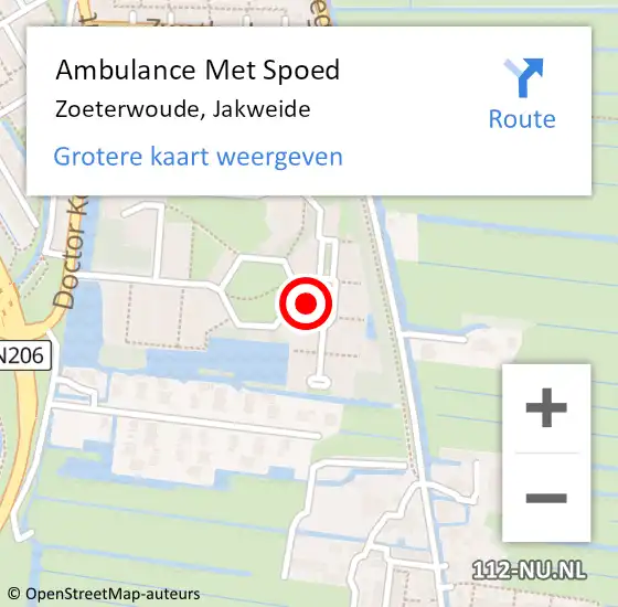 Locatie op kaart van de 112 melding: Ambulance Met Spoed Naar Zoeterwoude, Jakweide op 4 augustus 2024 20:33