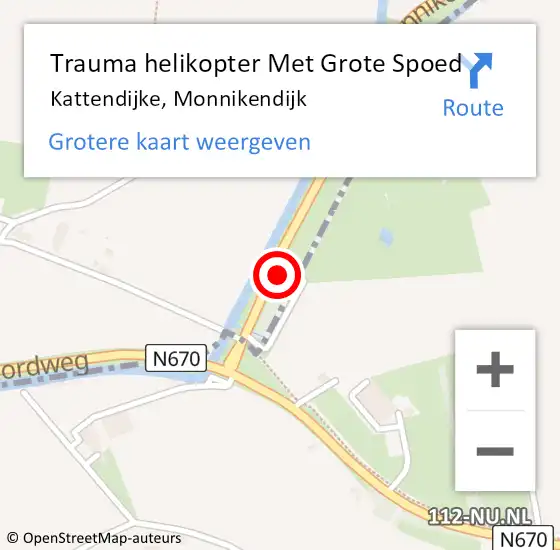 Locatie op kaart van de 112 melding: Trauma helikopter Met Grote Spoed Naar Kattendijke, Monnikendijk op 4 augustus 2024 20:47