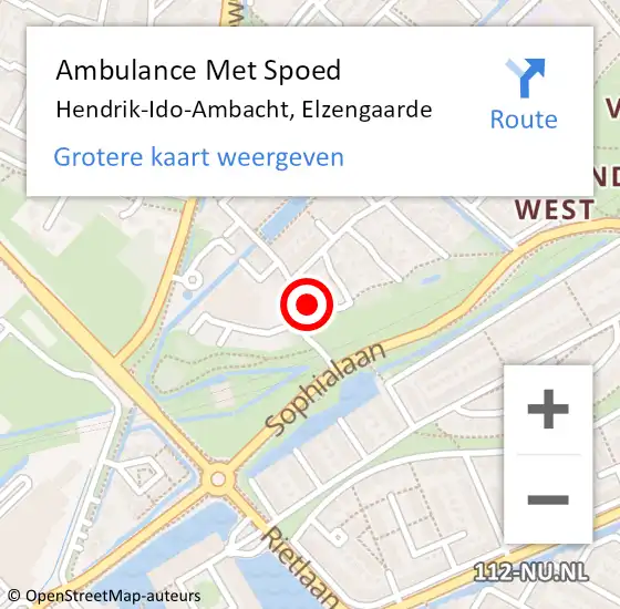 Locatie op kaart van de 112 melding: Ambulance Met Spoed Naar Hendrik-Ido-Ambacht, Elzengaarde op 4 augustus 2024 21:14