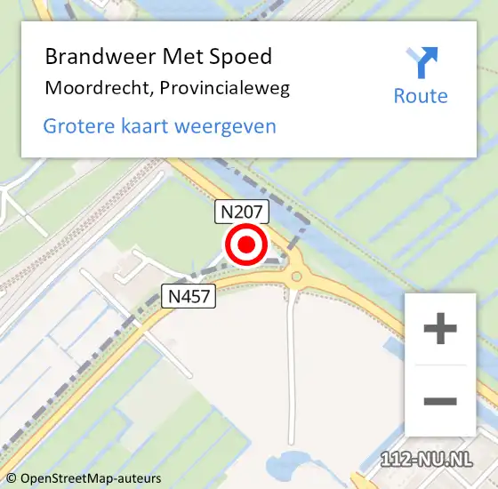 Locatie op kaart van de 112 melding: Brandweer Met Spoed Naar Moordrecht, Provincialeweg op 4 augustus 2024 21:24