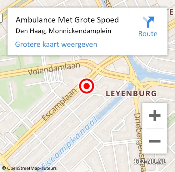 Locatie op kaart van de 112 melding: Ambulance Met Grote Spoed Naar Den Haag, Monnickendamplein op 4 augustus 2024 21:38