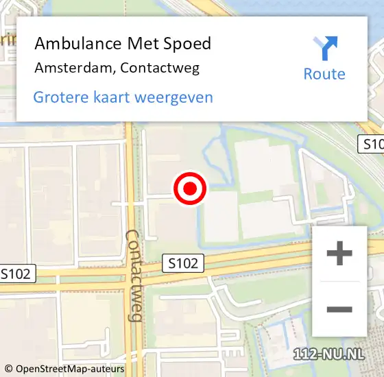 Locatie op kaart van de 112 melding: Ambulance Met Spoed Naar Amsterdam, Contactweg op 4 augustus 2024 22:21