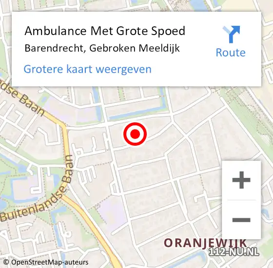 Locatie op kaart van de 112 melding: Ambulance Met Grote Spoed Naar Barendrecht, Gebroken Meeldijk op 4 augustus 2024 22:59