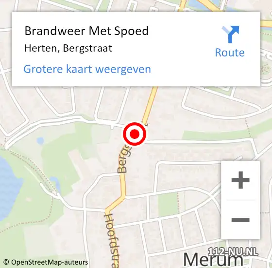 Locatie op kaart van de 112 melding: Brandweer Met Spoed Naar Herten, Bergstraat op 4 augustus 2024 23:11