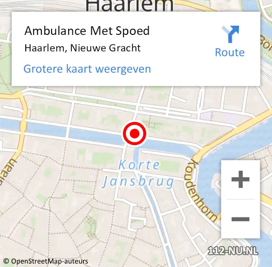 Locatie op kaart van de 112 melding: Ambulance Met Spoed Naar Haarlem, Nieuwe Gracht op 4 augustus 2024 23:17