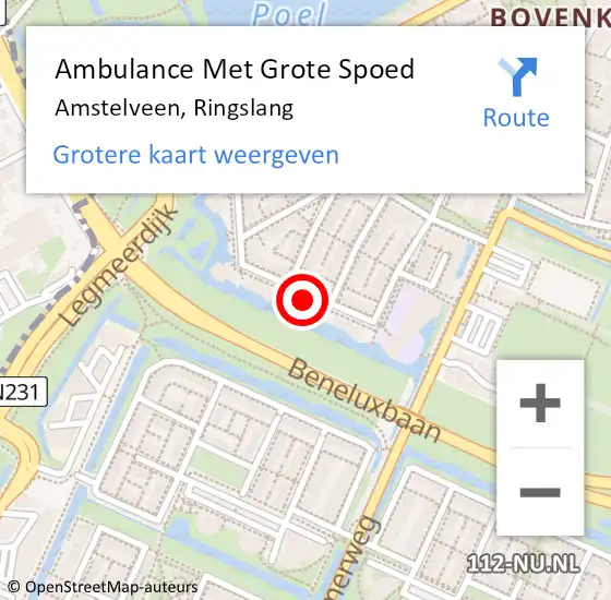 Locatie op kaart van de 112 melding: Ambulance Met Grote Spoed Naar Amstelveen, Ringslang op 4 augustus 2024 23:38