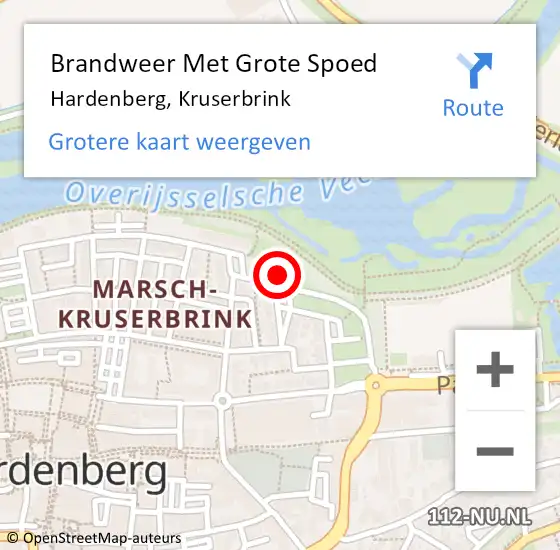 Locatie op kaart van de 112 melding: Brandweer Met Grote Spoed Naar Hardenberg, Kruserbrink op 4 augustus 2024 23:40