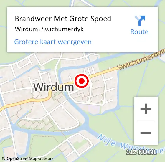 Locatie op kaart van de 112 melding: Brandweer Met Grote Spoed Naar Wirdum, Swichumerdyk op 4 augustus 2024 23:48