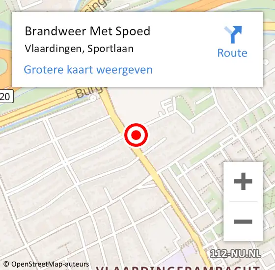 Locatie op kaart van de 112 melding: Brandweer Met Spoed Naar Vlaardingen, Sportlaan op 4 augustus 2024 23:55