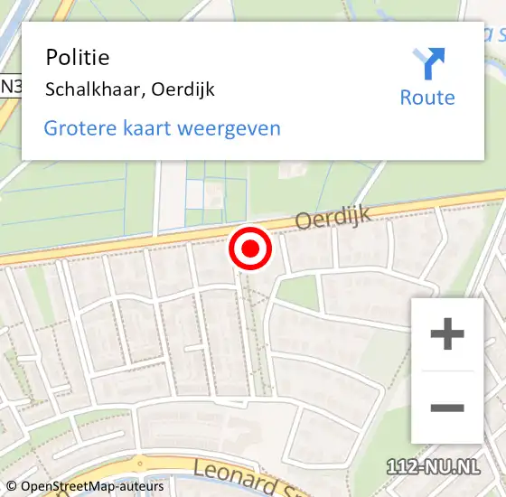 Locatie op kaart van de 112 melding: Politie Schalkhaar, Oerdijk op 4 augustus 2024 23:58